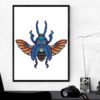 A cross stitch pattern featuring a beautiful mandala bug scarab