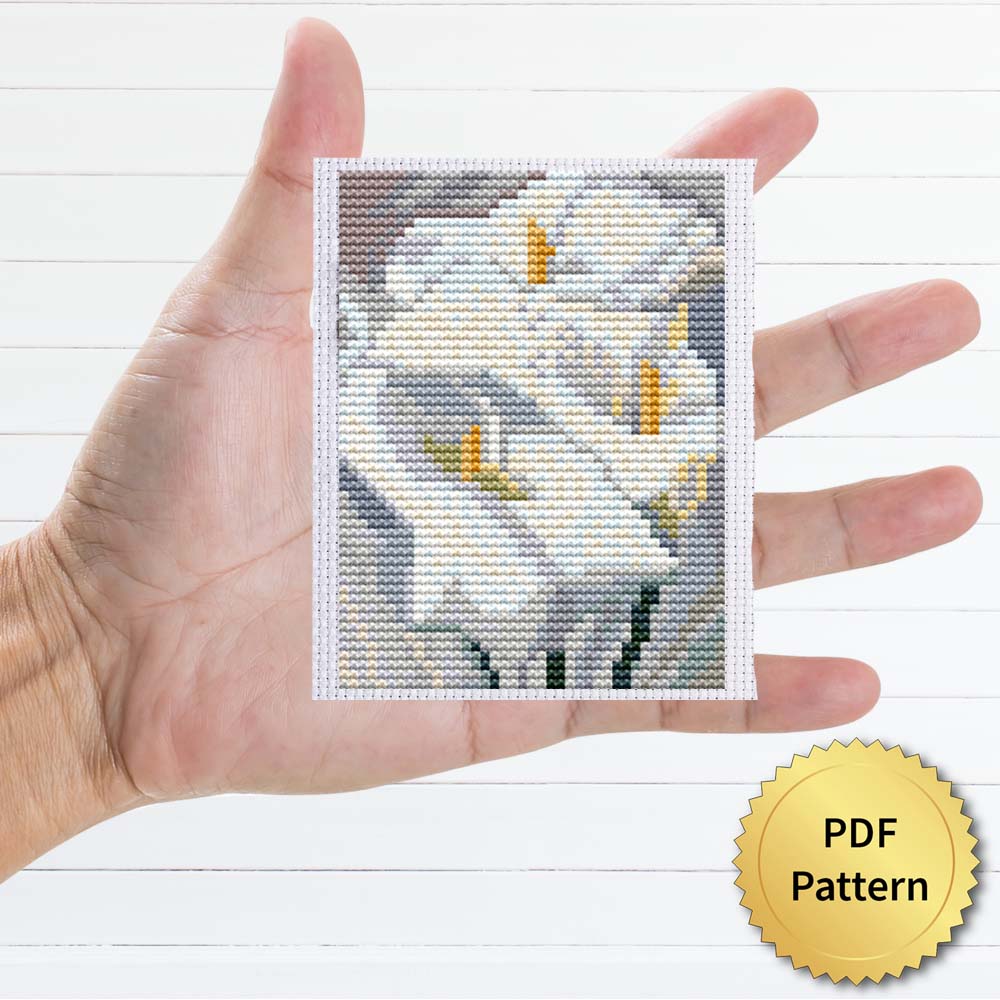 Calla Lilies by Georgia O'Keeffe cross stitch pattern - Artistic embroidery inspired by O'Keeffe's masterpiece