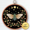 Cottagecore Cicade cross stitch pattern - Whimsical and nature-inspired embroidery design