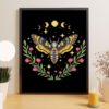 Cottagecore Dead Head Moth cross stitch pattern - Whimsical and nature-inspired embroidery design