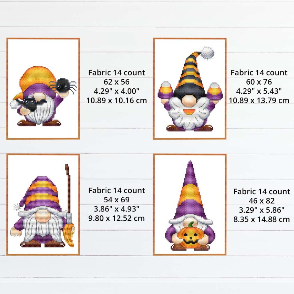 Halloween gnome cross stitch patterns - Festive and spooky Halloween-inspired embroidery designs