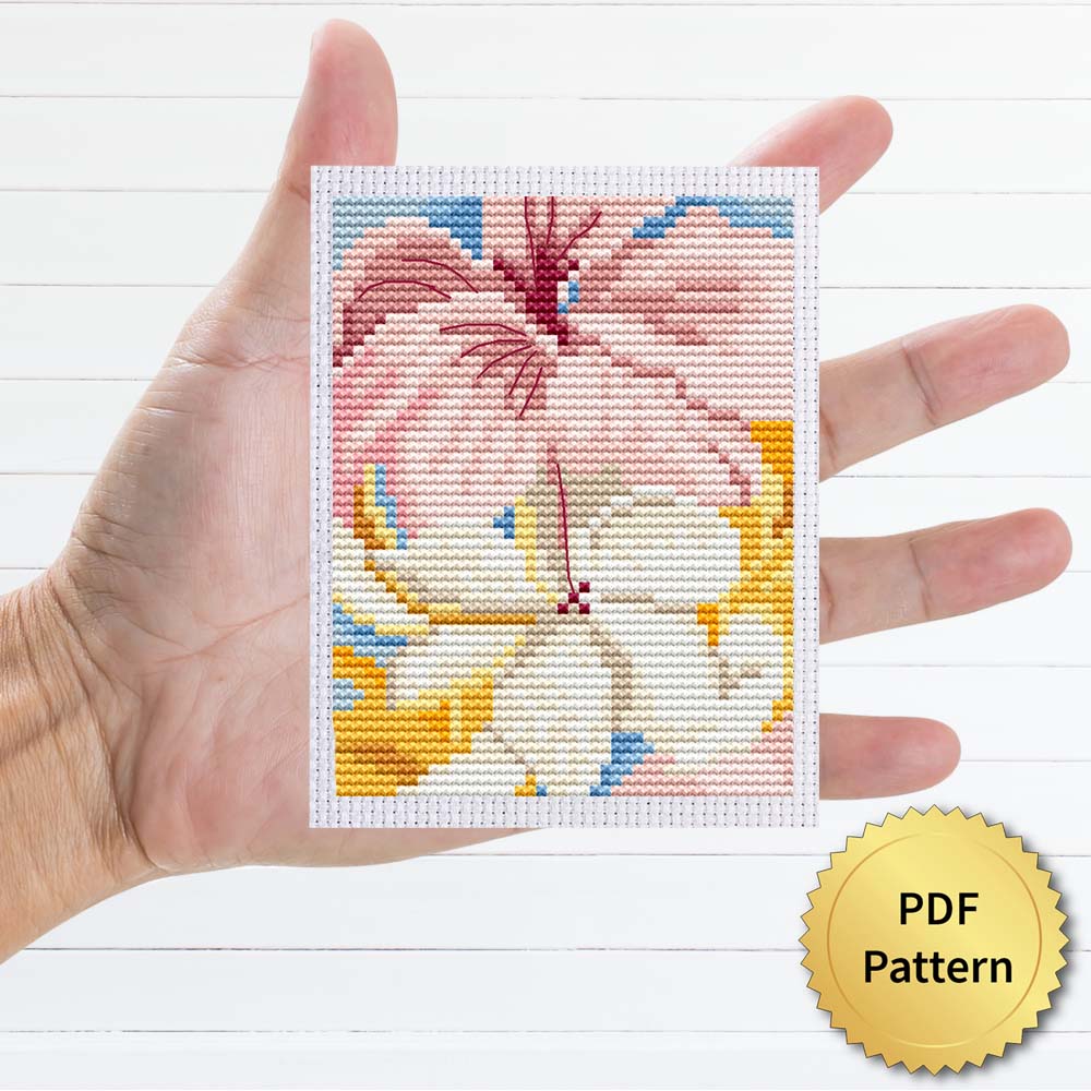 Hibiscus with Plumeria, Visions of Hawaii by Georgia O'Keeffe Cross Stitch Pattern: Stitch Your Own Masterpiece