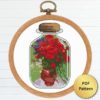 Sea Bottle with Red Poppies and Daisies by Van Gogh cross stitch pattern featuring a beautiful reproduction of the iconic painting