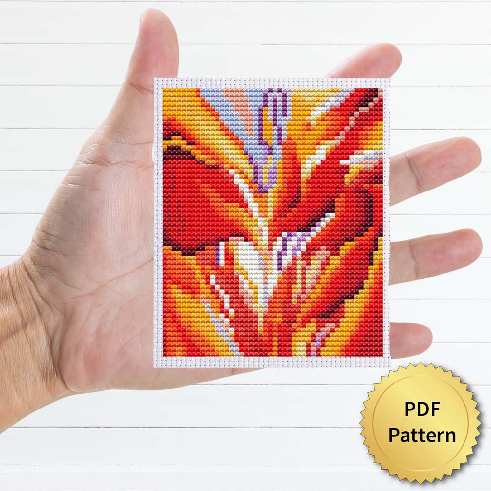 Red Canna by Georgia O'Keeffe cross stitch pattern - Artistic embroidery inspired by O'Keeffe's masterpiece
