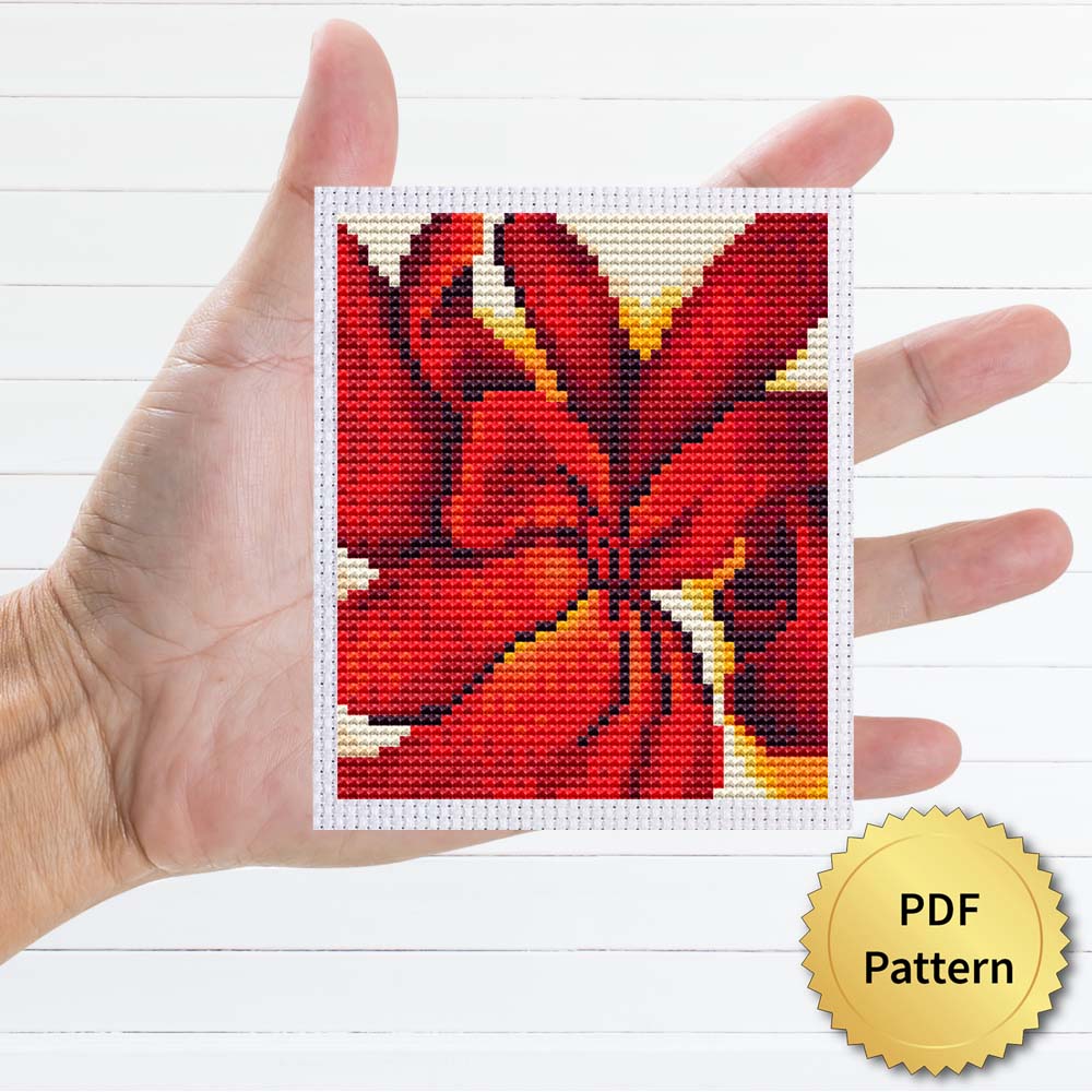 Red Cannas by Georgia O'Keeffe cross stitch pattern - Artistic embroidery inspired by O'Keeffe's masterpiece