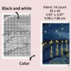 Starry Night Over the Rhone cross stitch pattern featuring a stunning reproduction of the famous Vincent van Gogh painting