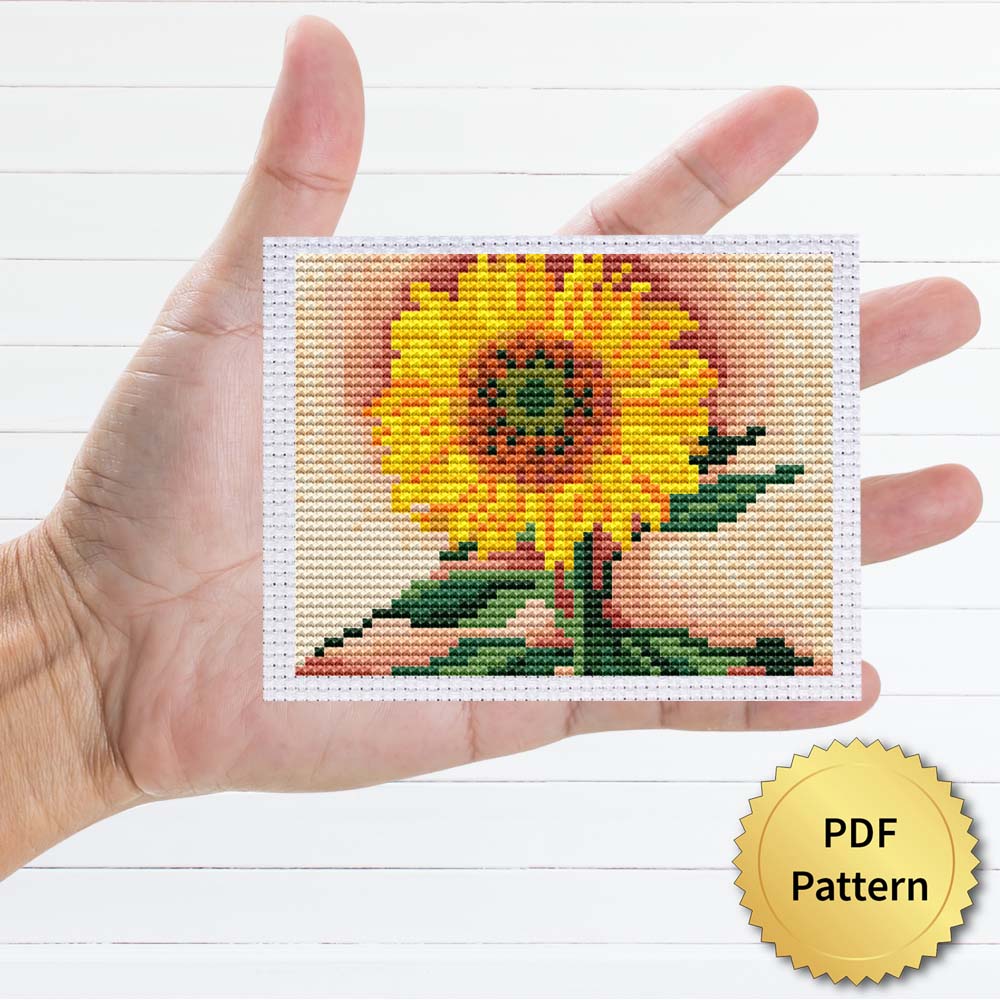 Sunflower from Maggie by Georgia O'Keeffe cross stitch pattern - Artistic embroidery inspired by O'Keeffe's masterpiece