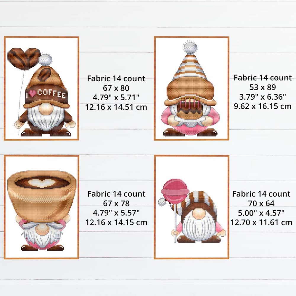 sweet coffee gnome cross stitch patterns - Whimsical and coffee-themed embroidery design