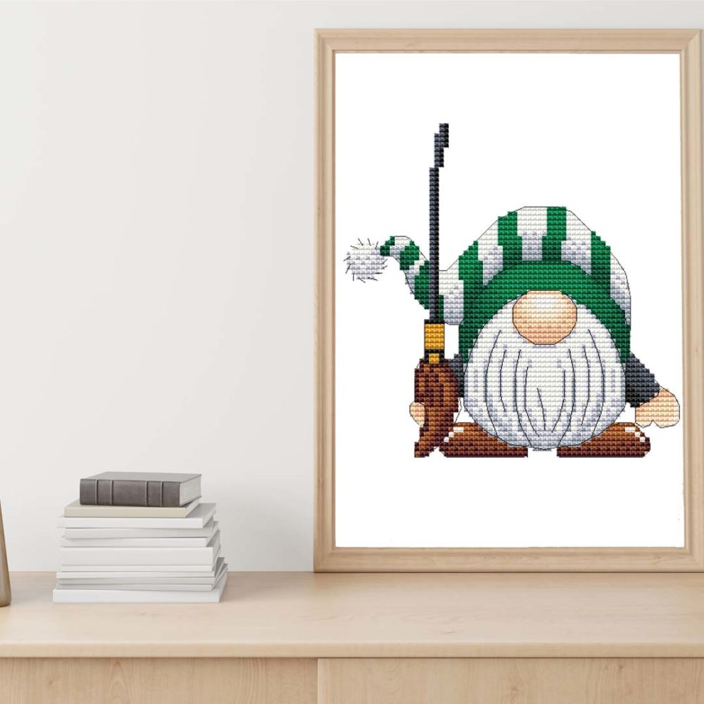 Wizard gnome cross stitch pattern - Enchanting and magical embroidery design