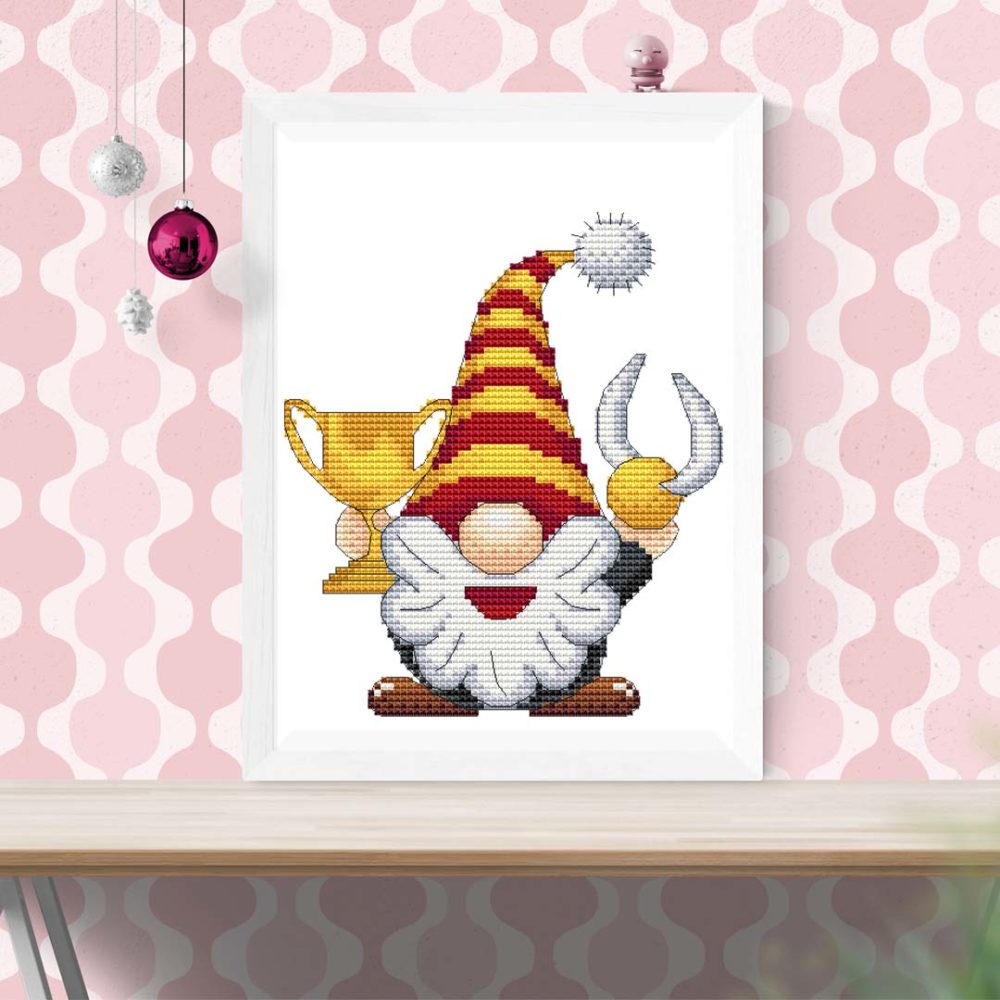 Wizard gnome cross stitch pattern - Enchanting and magical embroidery design