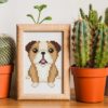 Cute Tiny english bulldog cross stitch pattern with brown and white sitting dog