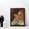 Self-portrait by Pablo Picasso cross stitch pattern featuring a beautiful reproduction of the iconic painting